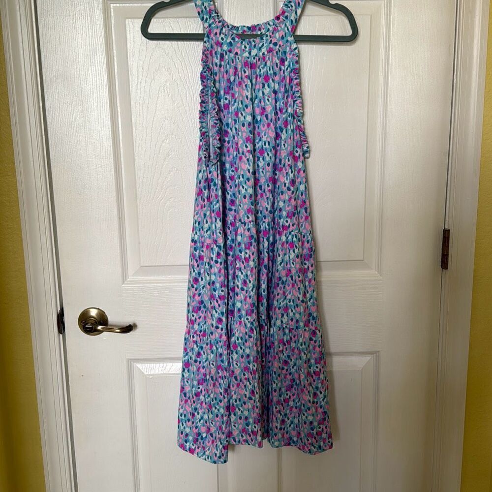 Lilly Pulitzer Jerrica Halter Swing Dress, Aqua with Multi-Colored Design, Size
